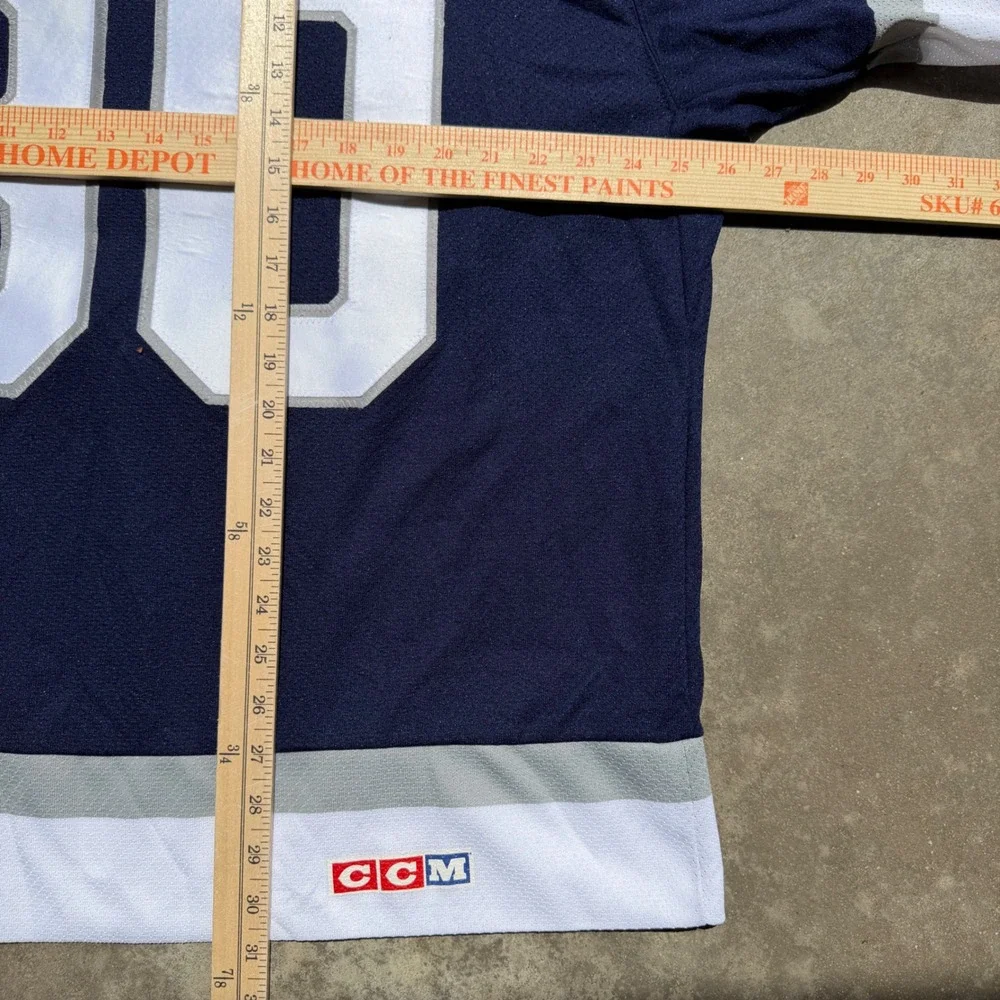 CCM Navy Blue Hockey‎ Jersey Mens Large BEHR 30 Polar Bear Chesapeake Lace Up